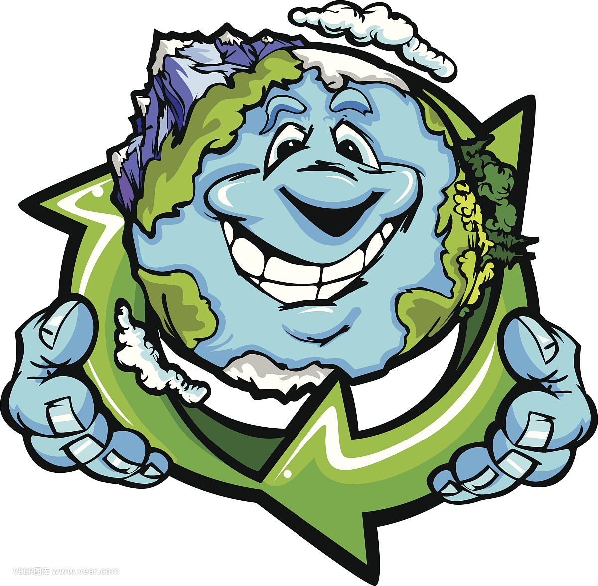 快樂的行星地球持有回收符號矢量卡通